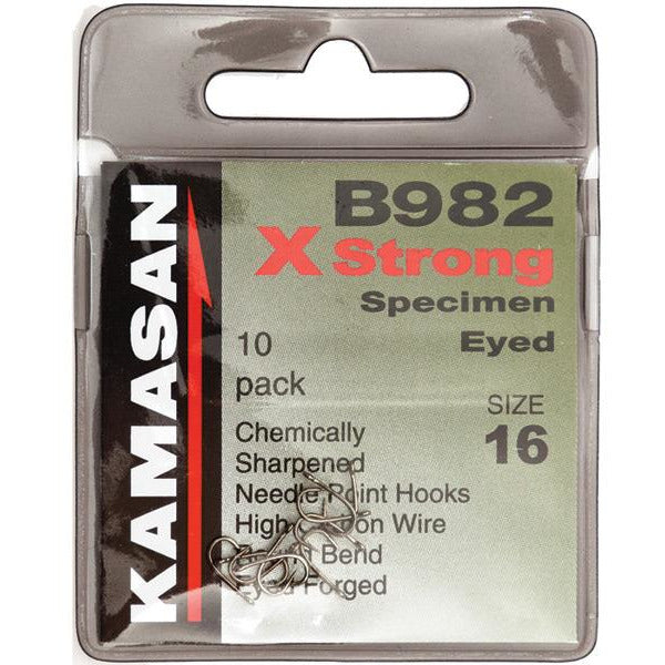 Kamasan Eyed Hook B982BL Coarse Hooks - Pack Of 10 X 20