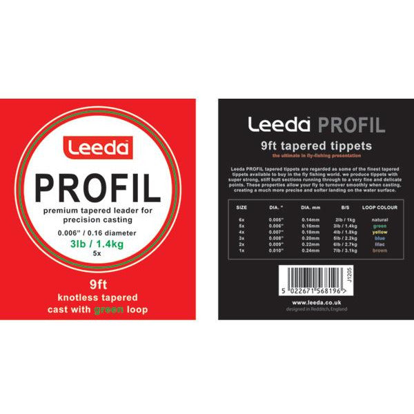 Leeda Profil Casts Dryfly 5X Tippets - Pack Of 10