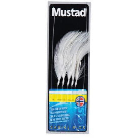 Mustad 5Hook Feathers H6/0 ML60LB Sea Rigs White - Pack Of 10