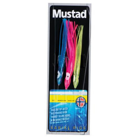 Mustad 3 Coloured Squid Rig H6/0 ML60LB - Pack Of 10