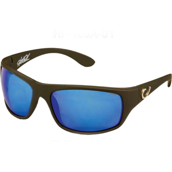 Mustad Eyewear Frame With Smoke Blue Revo Lens Gloss Black